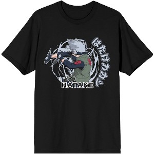 Naruto Shippuden Closeup Kakashi Hatake Hidden Leaf Village Men's Black Graphic Tee - 1 of 2