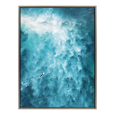 28" x 38" Sylvie La Jolla 7 by Rachel Dowd Framed Wall Canvas Gray - Kate & Laurel All Things Decor