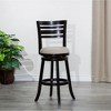 30" Bar Height Slat Back Swivel Stool with Fabric Seat and Natural Finish, Solid Hardwood Frame for Kitchen or Bar - 2 of 4