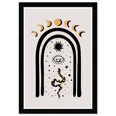 15" x 21" Moon Phases Astral Framed Wall Art Print Black - Wynwood Studio