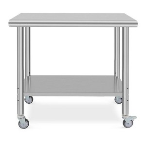Stainless Steel Kitchen Cart, 36 x 24 x 35 inches Prep Table with Wheels and Adjustable Shelf - 1 of 4