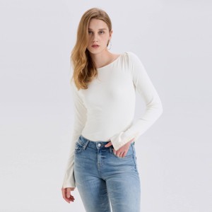 Women's Bell Long Sleeve Boat Neck Lace Rib-Knit Top - Wild Fable™ - 1 of 3