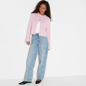 Women's Ribbed Crewneck Cardigan - Wild Fable™ - 1 of 3
