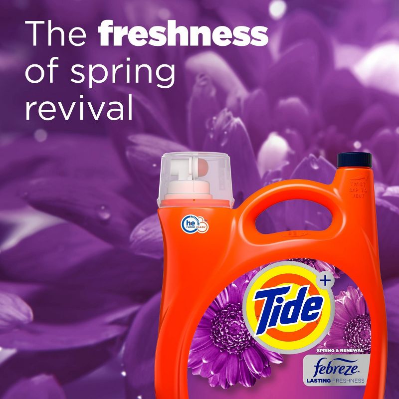 Tide Plus Febreze Spring & Renewal High Efficiency Liquid Laundry Detergent Soap, 4 of 10