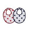 Bacati - Stars Navy/Red Ikat Muslin 4 pc set of Bibs & Burp Cloths Set - 2 of 4