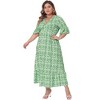 Agnes Orinda Women's Plus Size Boho Floral Bell Sleeve Ruffled Hem Deep V Neck A Line Maxi Dresses - 4 of 4