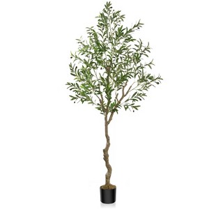 6ft/7ft/8ft Realistic Artificial Olive Tree, Faux Potted Plant for Home Decor Outdoor Greenery Mediterranean Style - 1 of 4