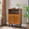 31.5" Bar Cabinet with Glass Holder, Bottle Storage & Adjustable Shelf, Mid Century Modern Brown Sideboard for Kitchen Dining Room-3irtyhousy - 2 of 4