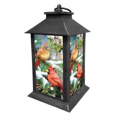 Briarwood Lane Winter Lantern 13.5" x 5.5" x 5.5" Snowy Cardinals For Winter Lantern