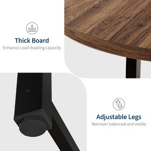 Jojoka  47" Round Dining Table, Industrial Dinner Table for 4 to 6, Wooden Kitchen Table with Sturdy Metal Frame & Rustic Brown Finish - 1 of 4