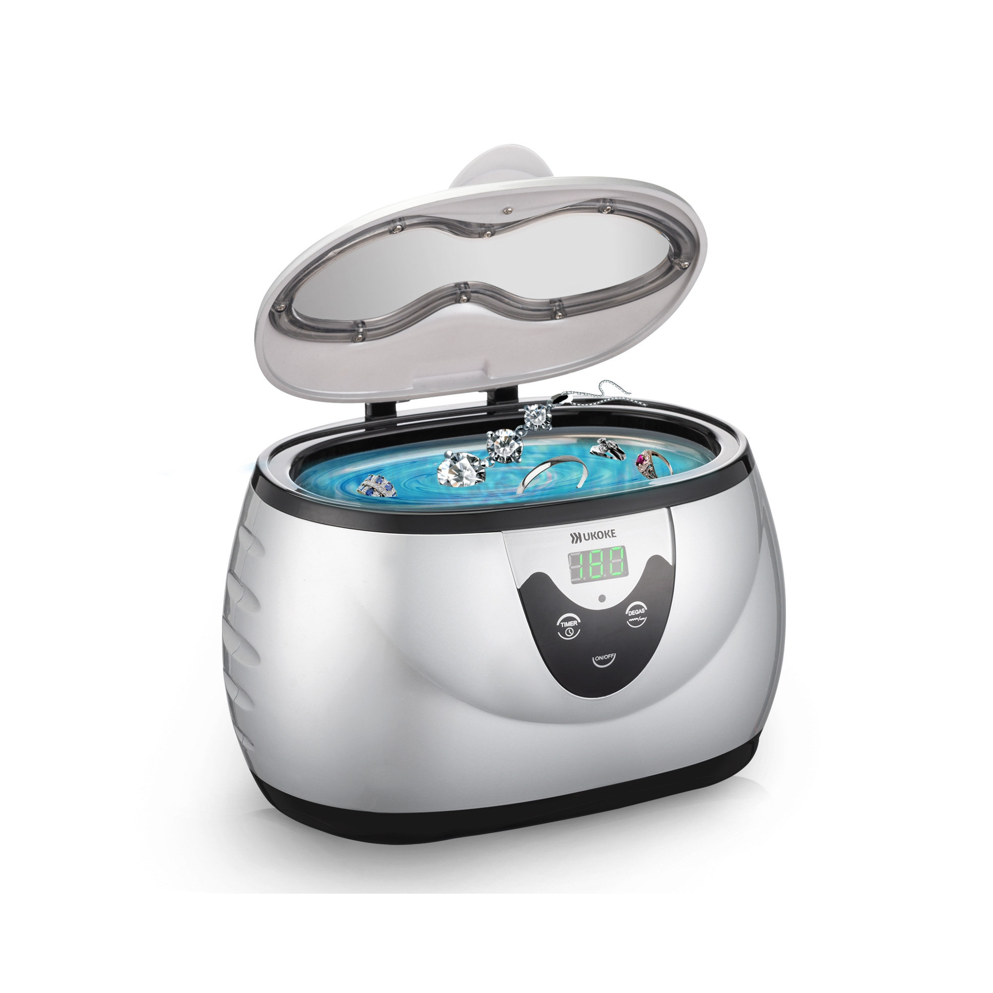 Ukoke Ultrasonic Jewelry & Retainer Cleaner – Professional Cleaner for Dentures, Braces & Rings with Timer – Great Christmas Gift