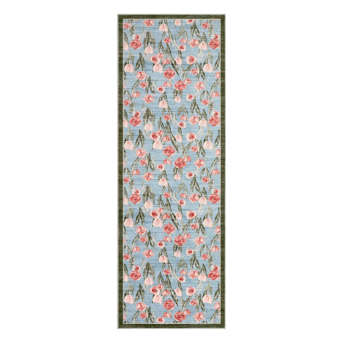 Garvee Tulip Area Rugs for Living Room, Non-Slip Low Pile Washable Carpet, Farmhouse Floral Accent Rug Home Decor - thumbnail 3