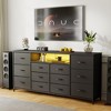 63" Dresser TV Stand for 65 70 75 Inch TV, Fabric Chest of Drawers with Charging Station, LED Lights, Open Shelves & 12 Drawer Dresser - 3 of 4