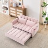 TiramisuBest 52" Modern Black Velvet Sofa Bed, 3-in-1 Convertible Loveseat with Pull-Out Bed, Pillows & Storage Pockets, Space-Saving for Living - 2 of 4