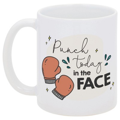 Elanze Designs Punch Today in the Face Boxing Gloves 11 Ounce White Ceramic Coffee Mug