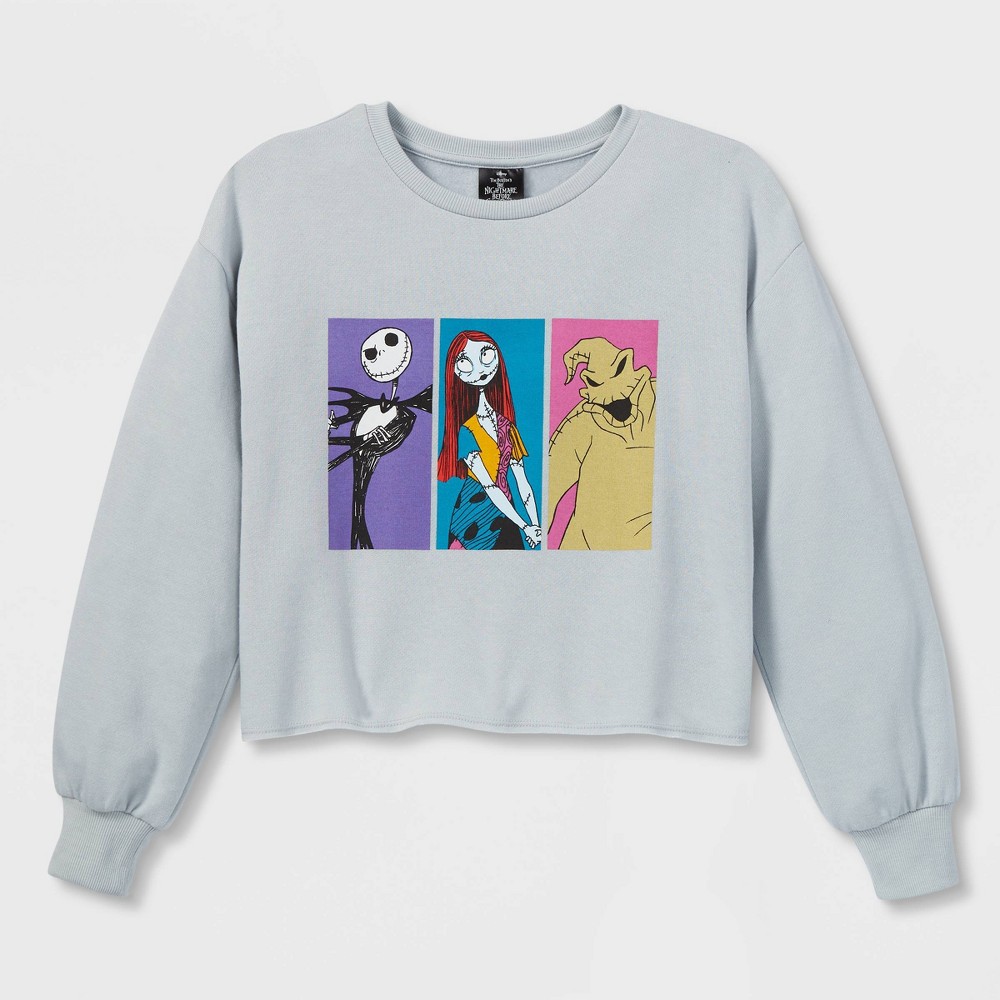 Girls' Disney The Nightmare Before Christmas Dreamy Fleece Pullover - Light Gray XXL