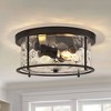 LamQee Flush Mount Ceiling Light with Clear Hammered Glass Industrial 2-Lights Farmhouse Close to Ceiling Light Fixtures - 2 of 4