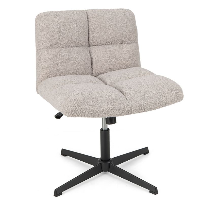 Costway Armless Office Desk Chair Modern Swivel Vanity Chair with Adjustable Height Grey/Brown/Beige, 1 of 11