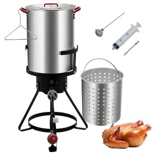 GustoWave 30 qt. 38,000 BTUs Aluminum Turkey Fryer Kit with Propane Burner & Adjustable Regulator - 1 of 4