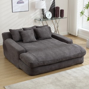MOONMISS Chenille 2-seater lazy sofa With 5 back pillows,Comfy Sofa- Deep Seat Couch for Living Room,Club - 1 of 4