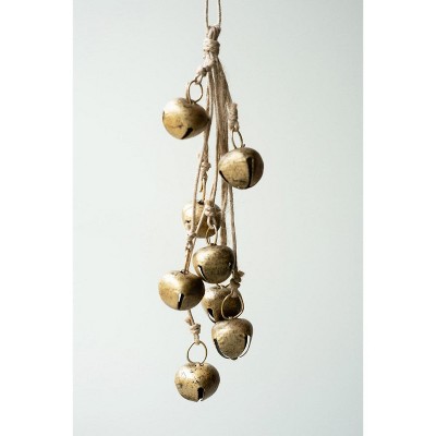 Brass Finish Jingle Bell Bunch 12" – Set Of 6 – Rustic Holiday Decor Accent By Kalalou