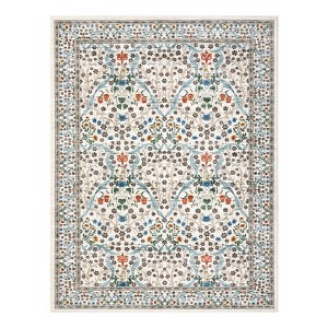 2x6 FT Modern Washable Area Rug, Floral Throw Carpet with Non Slip Backing, Low Pile Stain Resistant Floor Cover for Living Room, Beige - 1 of 4