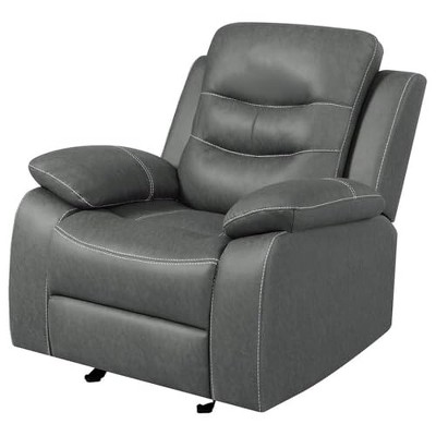 Gray Leather Glider Recliner with Manufactured Wood Frame