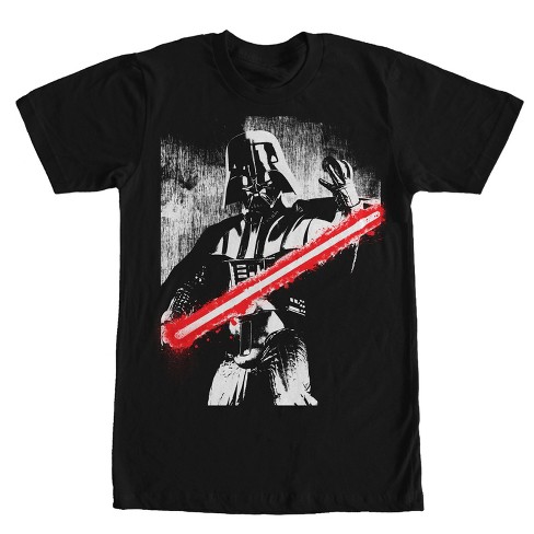 Men's Star Wars Darth Vader Lightsaber Grayscale T-Shirt - Black - Medium