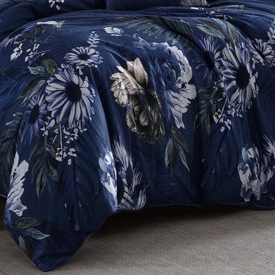 Bebejan Delphine Blue 100% Cotton 5-piece Reversible Comforter Set ...