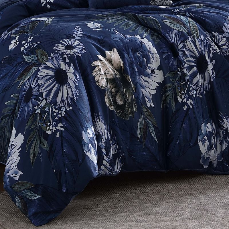 Bebejan Delphine Blue 100% Cotton 5-Piece Reversible Comforter Set, 5 of 12