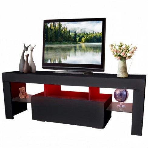 Led Tv Stand For Tvs Up To 55 Inches Modern Entertainment Center With Down Flip Door Glass Shelf And High Glossy Front Face Tv Console Tableg Room Target