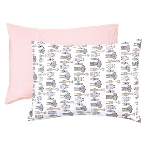 Hudson Baby Infant Girl Cotton Toddler Pillow Case, Pink Safari, One Size - 1 of 3