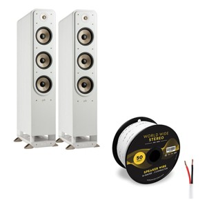 Polk Audio Signature Elite ES60 Hi-Fi Home Theater Floorstanding Speaker Pair with 14 Gauge Speaker Wire - 50 Feet - 1 of 4