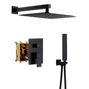 CASAINC 1-Spray Patterns with 10 in. Wall Mount Dual Shower Heads with Hand Shower Faucet (Valve Included) - 1 of 4