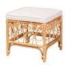 bali & pari Ibiza Rattan Footstool White/Light Honey: Upholstered Polyester, No Assembly Required - 2 of 4