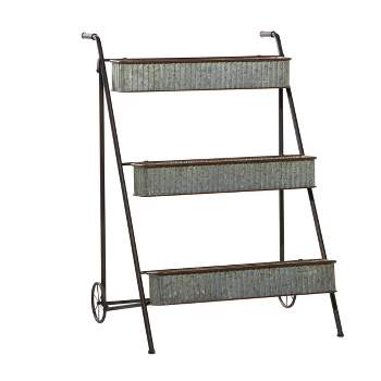 Large Outdoor Novelty Metal Rack Planter with Wheels and Handles - Olivia & May