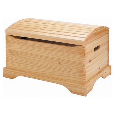 Little Colorado Solid Wooden Kids Captain Chest Storage Toy Box with Barrel Shaped Lid and Easy Open Hinge for Indoor and Outdoor Use, Natural