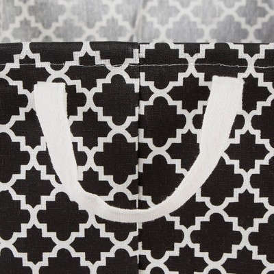 Black and White Cotton-Poly Collapsible Laundry Bins, Set of 2