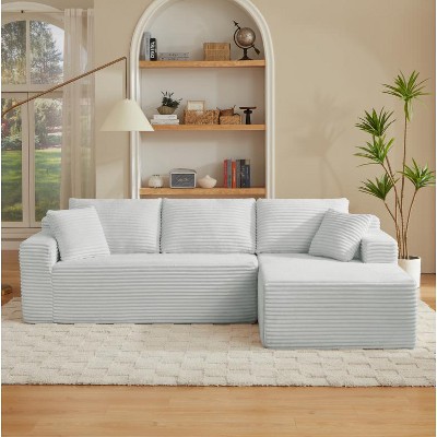 Dolonm 103" L-shaped Modular Cloud Sofa,Compressed Boneless with Deep Seats,No Assembly, for Living Rooms Bedrooms