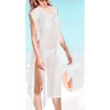 LA LEELA Women's Beachwear Summer Swim Beach Dress Cover Ups for Swimwear Women Short Front Tie Swimsuit Coverups for Women Small-Medium White, Solid - 4 of 4