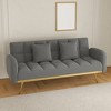 69-Inch Convertible Sofa Bed With 3-Gear Adjustable Sofa Teddy Fleece 2 Throw Pillows 2 In 1 Convertible Sleeper Sofa Bed - 2 of 4