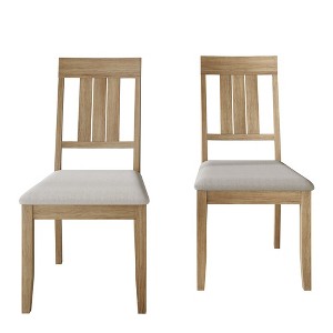 ChaletPosh Wooden Dining Chair With Warm Grey Cover (Set of 2) - 1 of 4