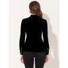 INSPIRE CHIC Women's Velvet Contrast Color Piped Bow Tie Neck Blouse Shirts - 3 of 4