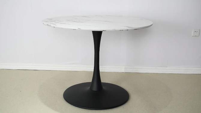 40'' Harris Round Artificial Marble Top Pedestal Modern Dining Table-The Pop Maison, 2 of 11, play video