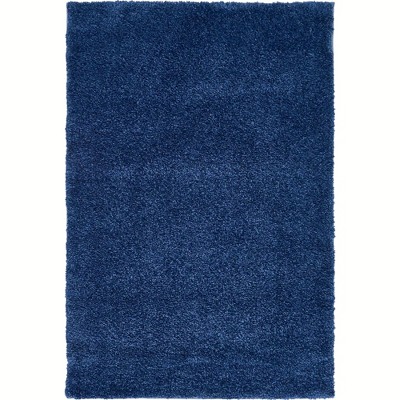 Navy Blue Rectangular Stain-Resistant Synthetic Area Rug