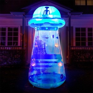 Joyfy 6/9/12 FT Tall Halloween Inflatable Outdoor Decoration, Inflatable Blue UFO with LEDs for Halloween Party Yard Garden Lawn Outside Decoration - 1 of 4