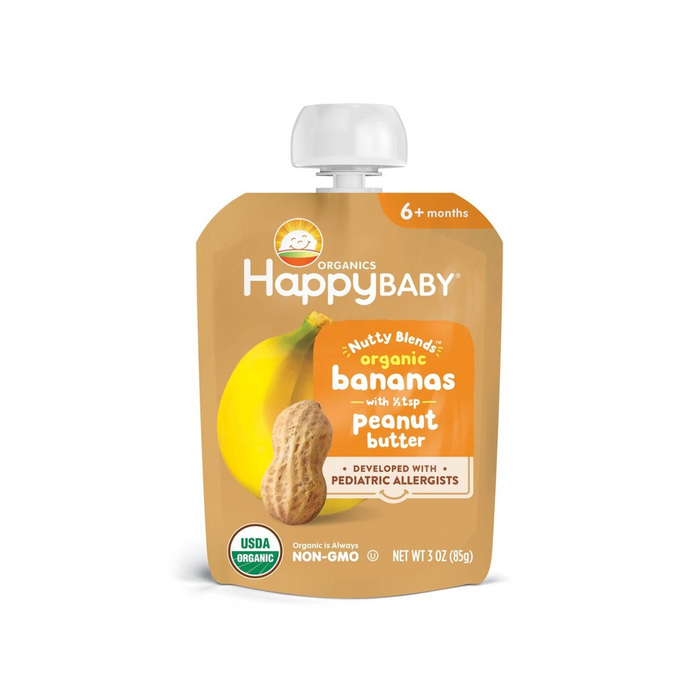 Happy Baby Nutty Blends Organic Bananas & Peanut Butter Baby Food Pouch - 3oz