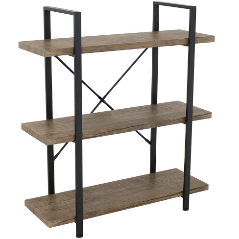 Sunnydaze Decor Industrial Style 3-Tier Bookshelf - Wood Veneer Shelves - Smoky Gray