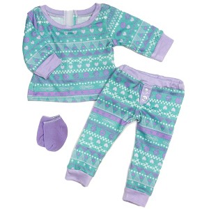Sophia’s Pattern Pajamas for 18" Dolls, Aqua/Purple - 1 of 4