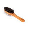 Bass Pet Brushes Dual Sided Pet Brush with 100% Premium Natural Bristle & Alloy Pin Pure Bamboo Handle Full Oval Dark Bamboo - 3 of 4